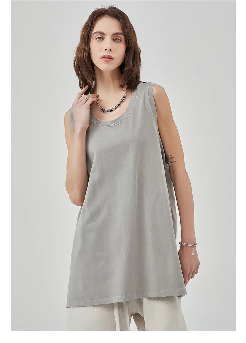 Unisex-T-Shirt mit Seitenschlitz, ärmellos