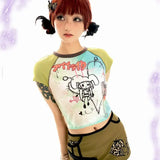 Soft Touch Cute Cartoon Print Slim T-Shirt