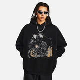 Dead Motorcyclist Graphic Cotton Hoodie