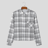 Herren-Freizeithemd mit Karomuster, Oversize-Größe und langen Ärmeln