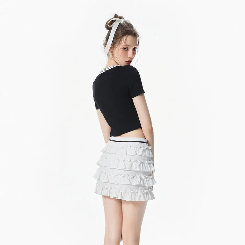 Vintage American Letter Print Crop T-Shirt