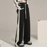 Women Cute Striped High Waist Wide Leg Sweatpants