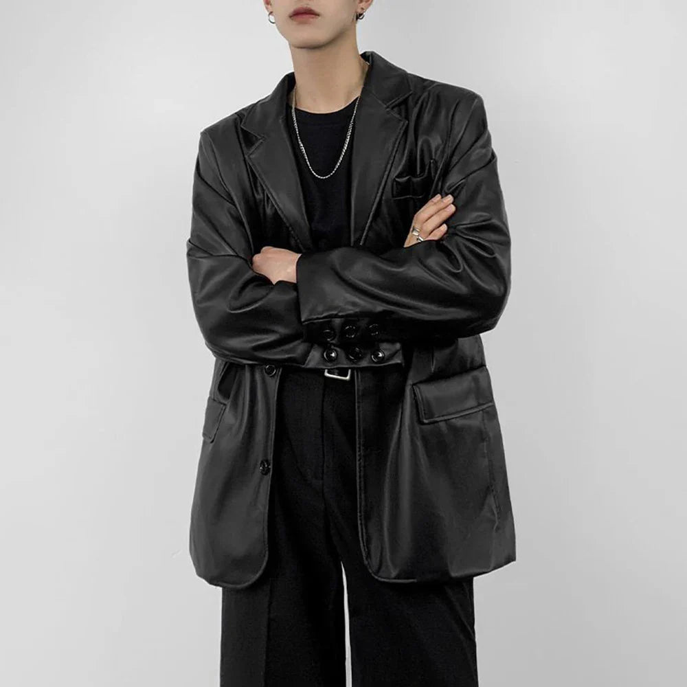 Men Youthful Grunge Moto PU Leather Jacket