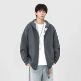 Plaid Zip-Up Casual Loose Hooded Sweatshirt