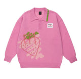 Cute Loose Knit Strawberry Sweater