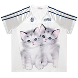 おもしろ猫柄 フットボールジャージ Tシャツ