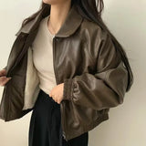Warm Retro Minimalist Suede Lapel Leather Jacket