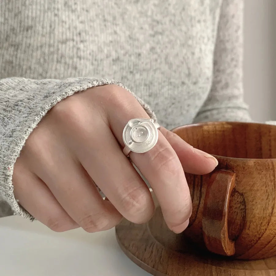 Matte Silver Open Finger Ring
