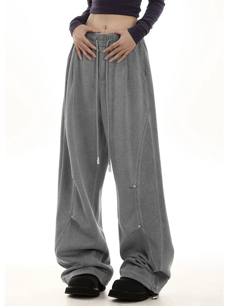 American Streetwear Vintage High Waist Lace-Up Sweatpants