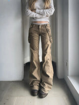 빈티지 그런지 리본 패치워크 플레어 진