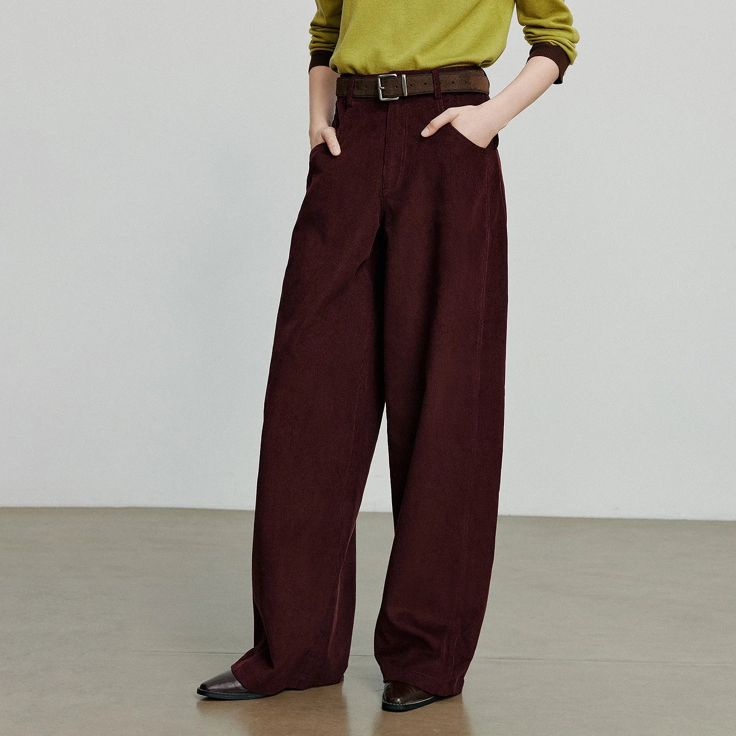 Corduroy Straight Wide Leg Banana Pants