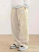 Pantalon droit en velours côtelé ample