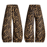 Breathable Leopard Print Drawstring Fleece Sweatpants