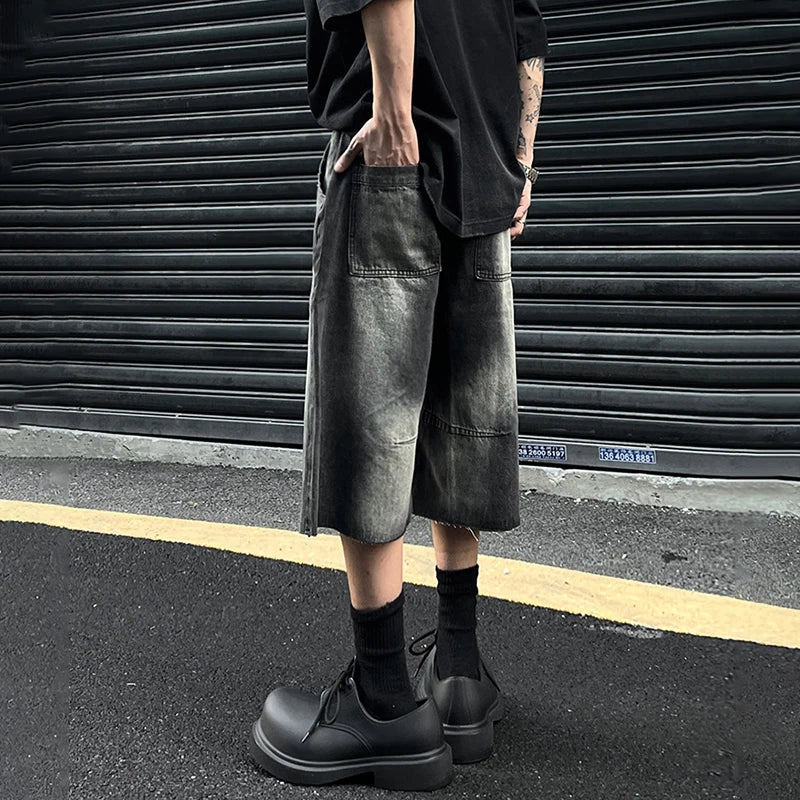 Gradient Rugged Look Washed Denim Jorts