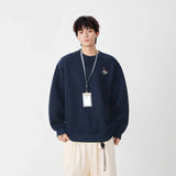 Cozy Feather Pattern Letter Print Sweatshirt