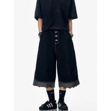 Streetwear Y2K Schwarze Jeansshorts im koreanischen Gothic-Stil im Y2K-Stil