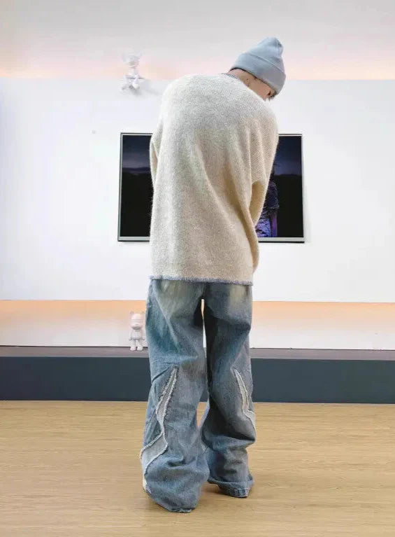 남성용 맞춤 패치워크 데님 진
