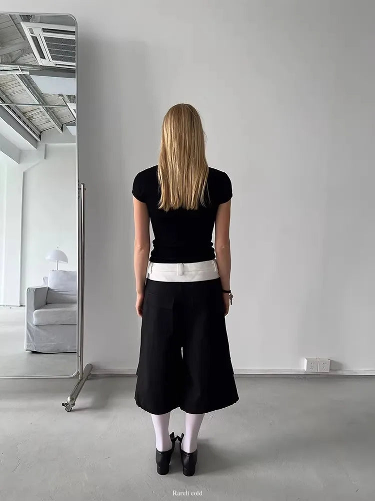 Signature Black Color Block Cargo Jorts