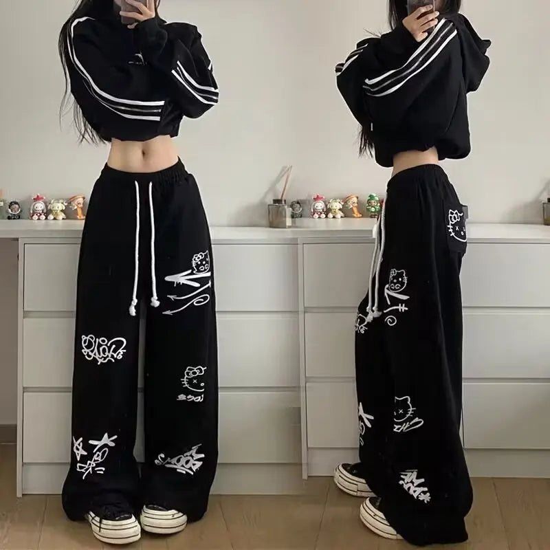 Y2K 그래피티 플로우 팬츠
