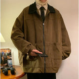 Oversized Patchwork Corduroy Bomber Jacket