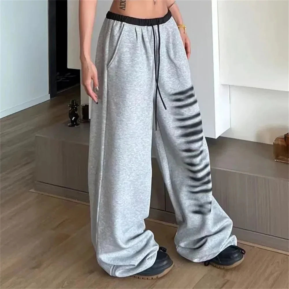 Retro-Patchwork-bedruckte Oversize-Jogginghose