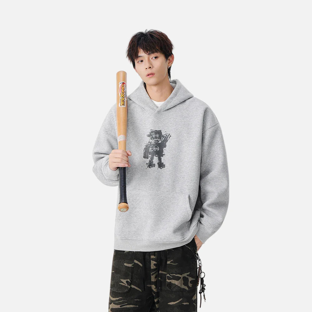 Long-lasting Robot Print Casual Hoodie