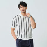 남성용 럭셔리 스트라이프 캐주얼 비즈니스 폴로 티셔츠