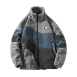 Oversize Fleece Patchwork Zip-Up Puffer Jacket