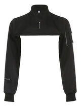 Women Edgy Punk Zip-Up Cargo Jacket