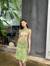 Ensemble vintage Y2K haut et jupe fleuris pour femme