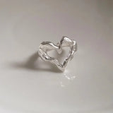 Aesthetic Geometric Hollow Heart Ring