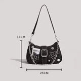 Vintage Denim Drawstring Shoulder Bag