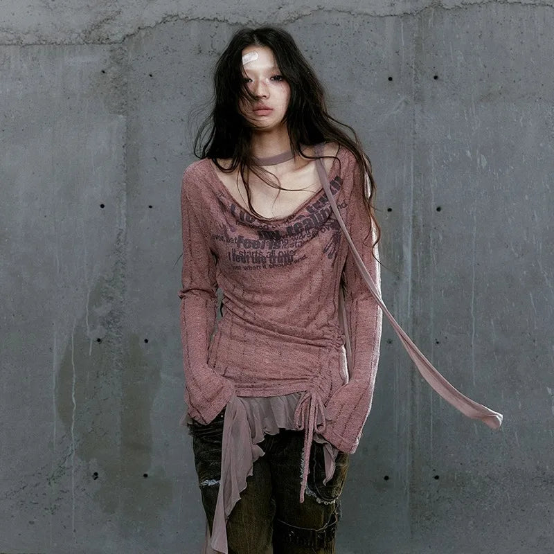 T-shirt patchwork tricoté style grunge vintage