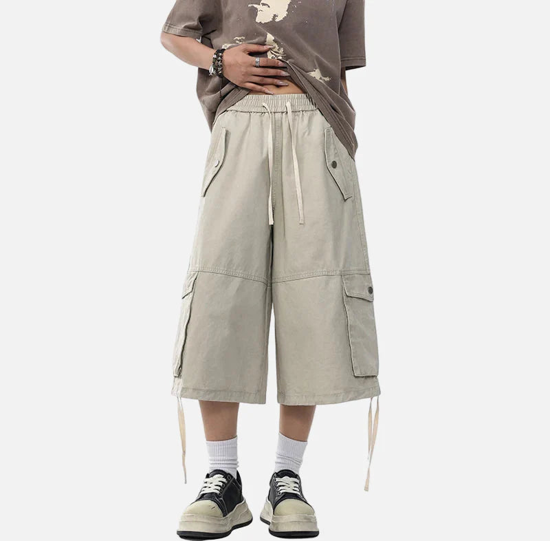 Streetwear Loose Fit Cargo Wide Leg Jorts