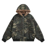 Veste d'hiver rétro à capuche épaisse camouflage pour homme