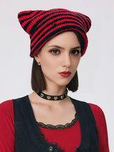 Cute Cat Ears Striped Beanie