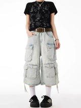 Vintage Washed Baggy Denim Calf-Length Jorts