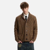 Elegante, strukturierte, einfarbige Strickjacke