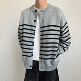 Versatile Striped Single Breasted Knit Cardigan