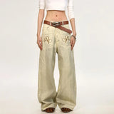Streetwear American Style Washed Straight Jeans