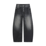 Durable Contrast Color Curved Knife Wide-Leg Jeans