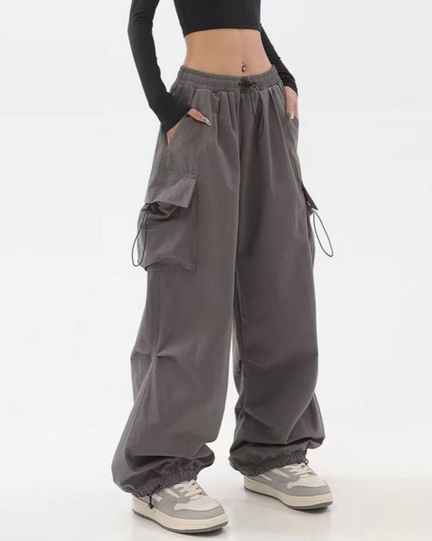 Baggy Elastic Waist Cargo Pants