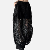 Hollow American Lace Retro Wide Leg Pants