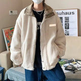 Wendbare, warme Doppelwolljacke mit Kunstpelz
