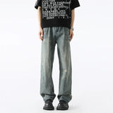 Vintage Streetwear Scratched Blue Ripped Jeans