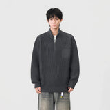 Soft Ribbed Knit Mock Neck Half Zipper Sweater