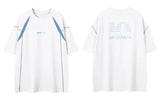 グラフィック レーシング プリント パッチワーク オーバーサイズ コットン Tシャツ