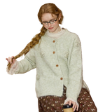 Damen-Strickjacke aus Plüsch mit 3D-Blumenmuster