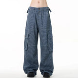 Vintage American Style Striped Cargo Jeans