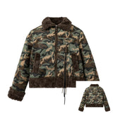 Veste d'hiver courte matelassée camouflage pour femme